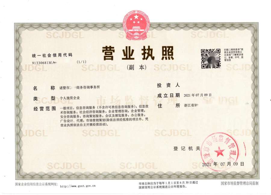 個(gè)人獨(dú)資企業(yè)商務(wù)咨詢類經(jīng)營(yíng)范圍大全